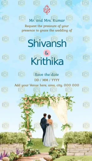 Charming Wedding Invite With Whimsical Illustrations And Romantic Colors